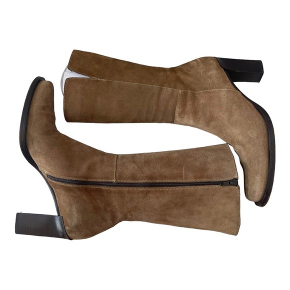 Banana Republic Women's Tan Suede Mid Calif inside Zipper Boots Size 8 - Picture 6 of 15